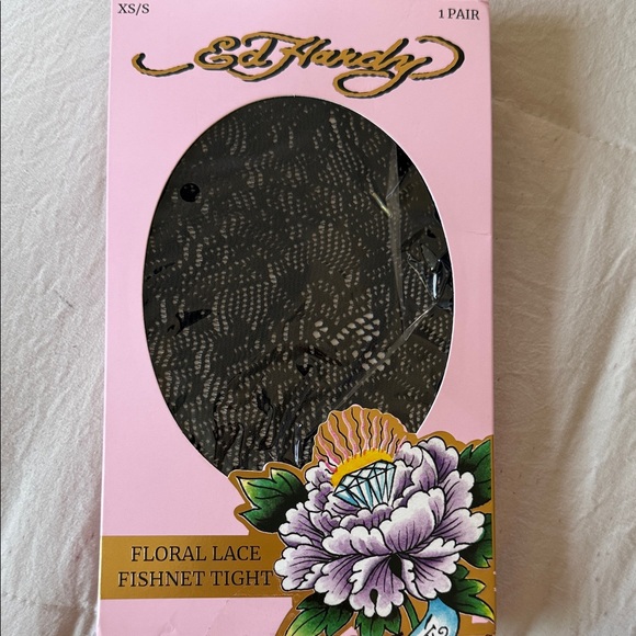 Ed Hardy Black Floral Lace Tights - Picture 3 of 3